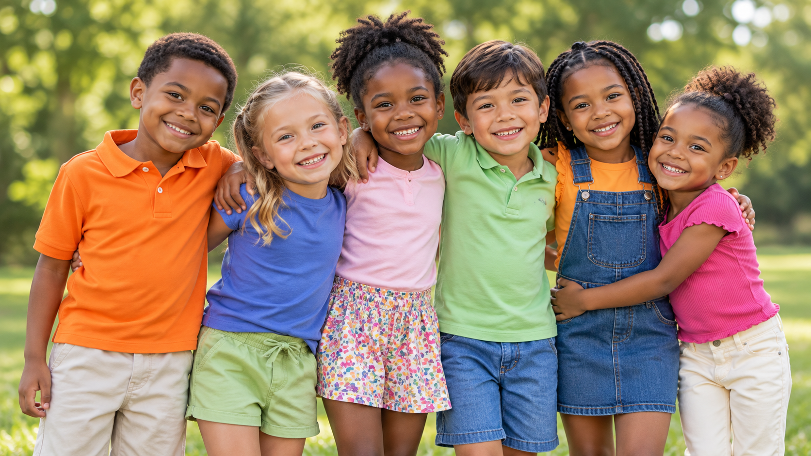 Children standing together outdoors